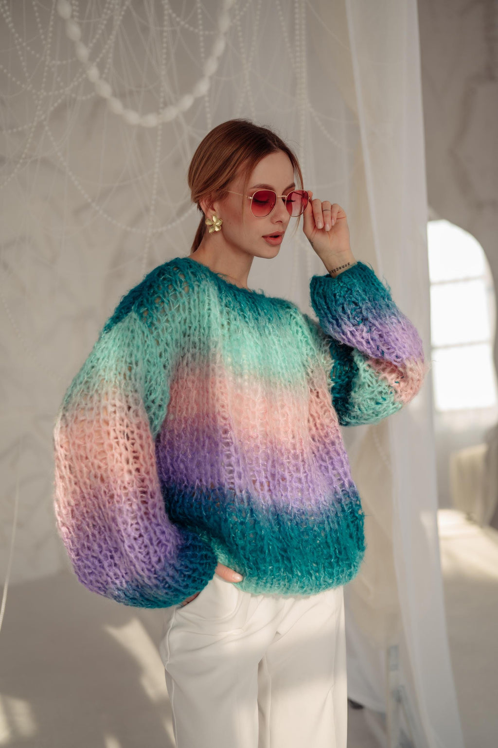Faye Striped Wool Sweater — view 2