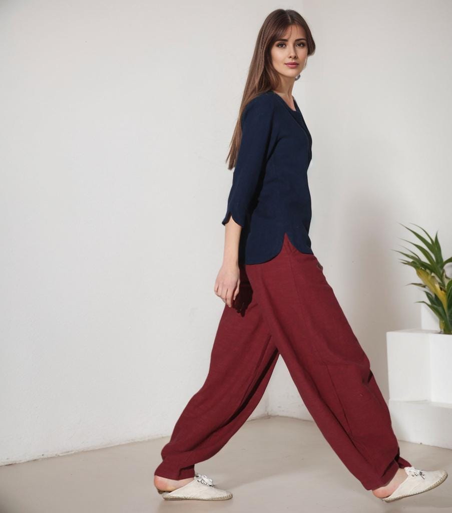 Isla Red Linen Pants — view 3