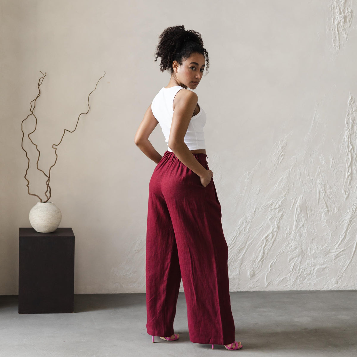 Josie Black Linen Pants — view 2