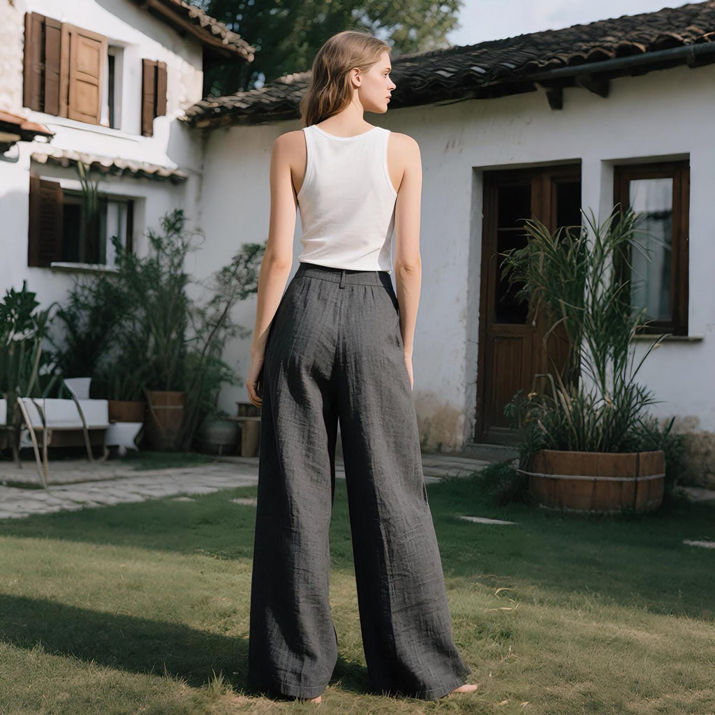 Marlo Black Linen Pants — view 3