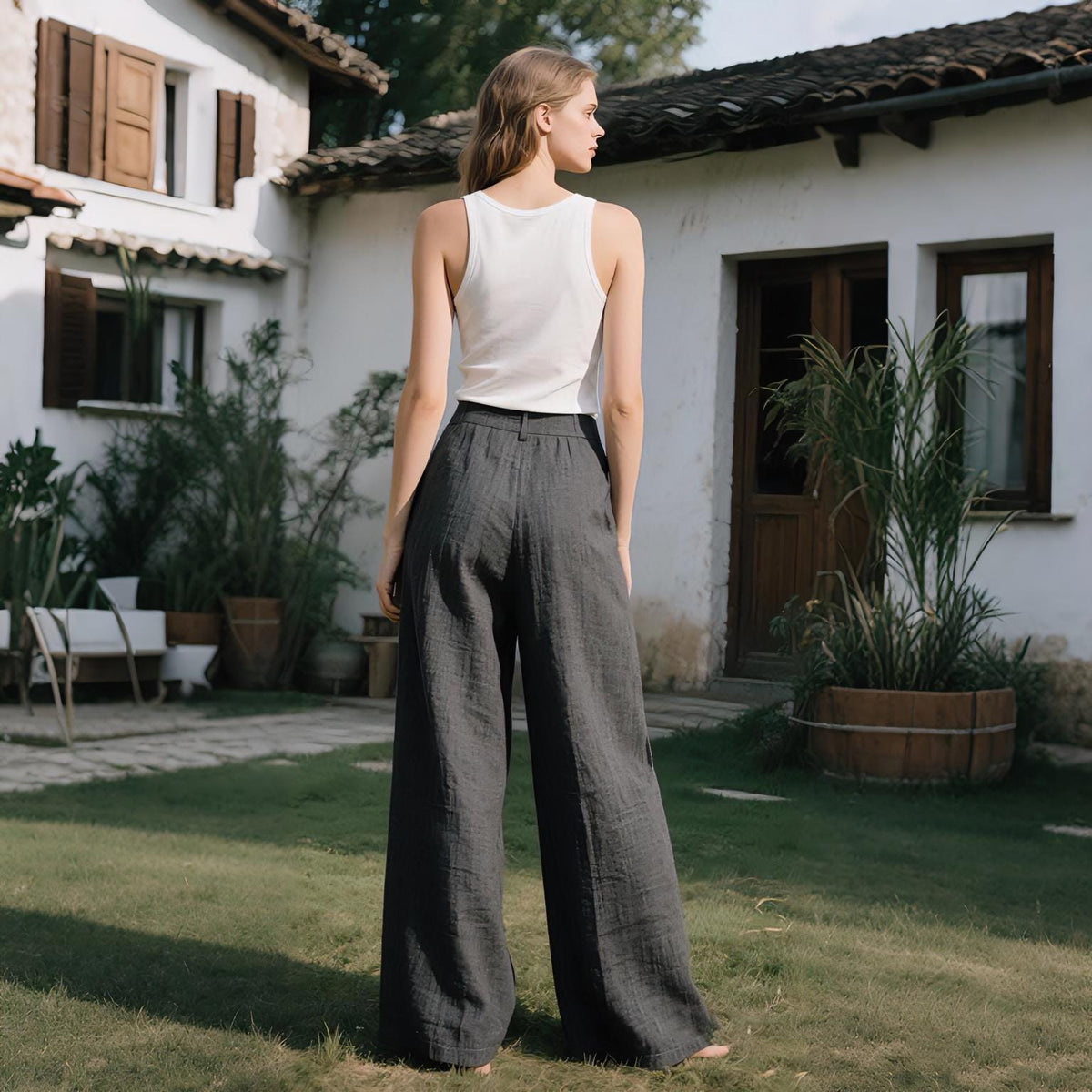 Marlo Black Linen Pants — view 3