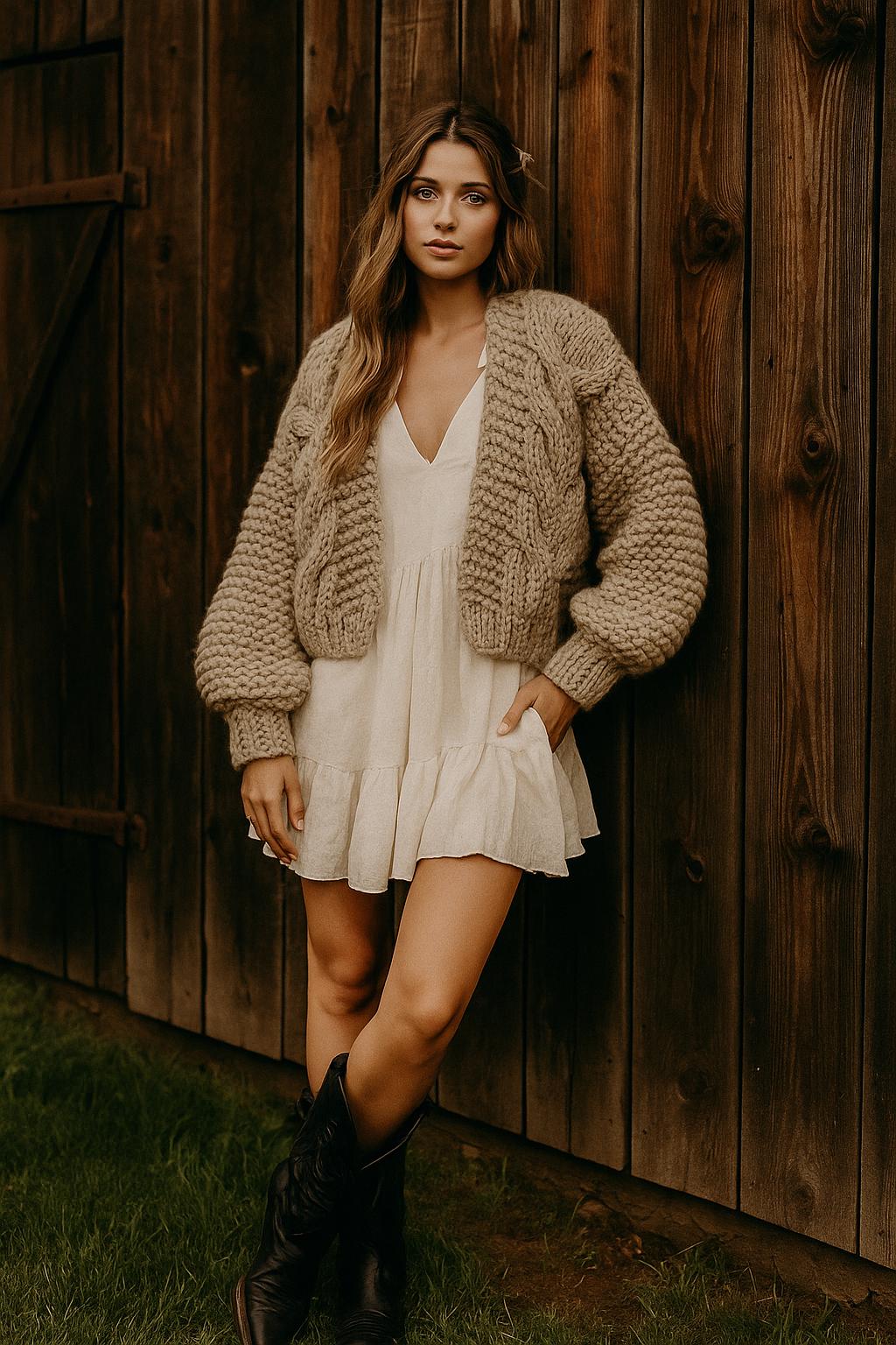 Pia Beige Knit Cardigan — The Clothing Closet