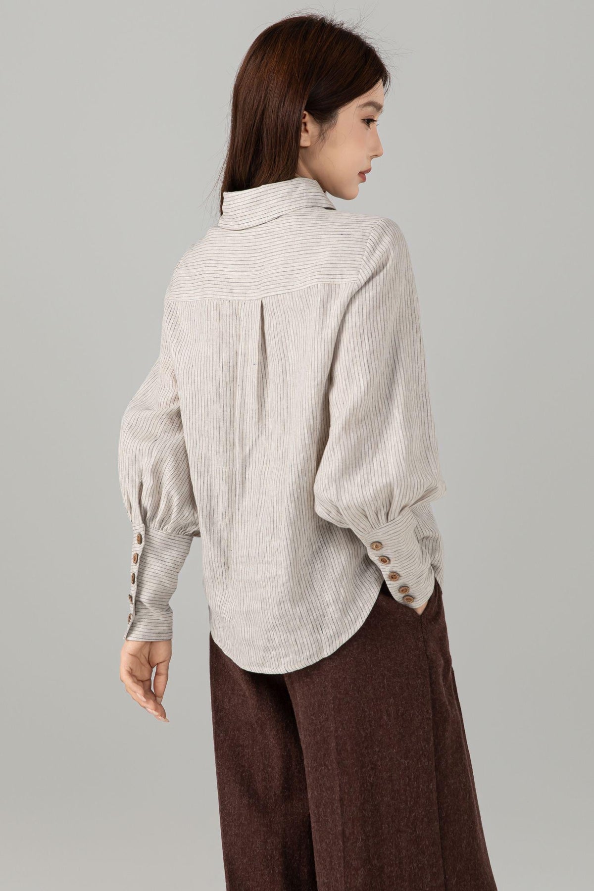 Bea Striped Linen Blouse — view 6