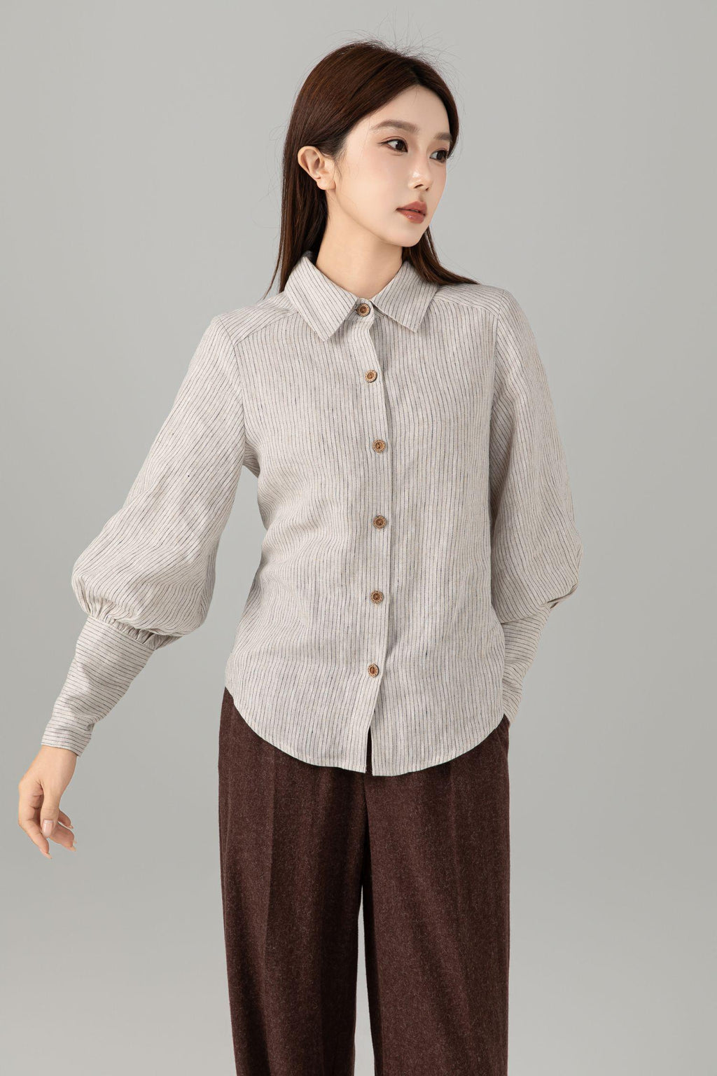 Bea Striped Linen Blouse — view 2