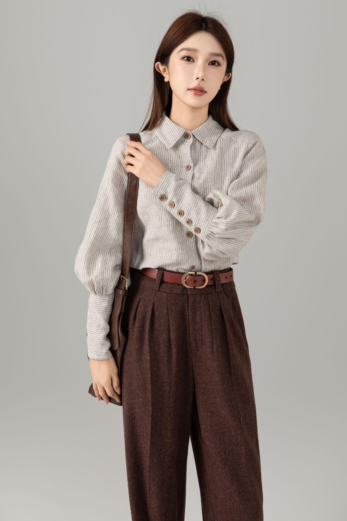 Bea Striped Linen Blouse — view 5