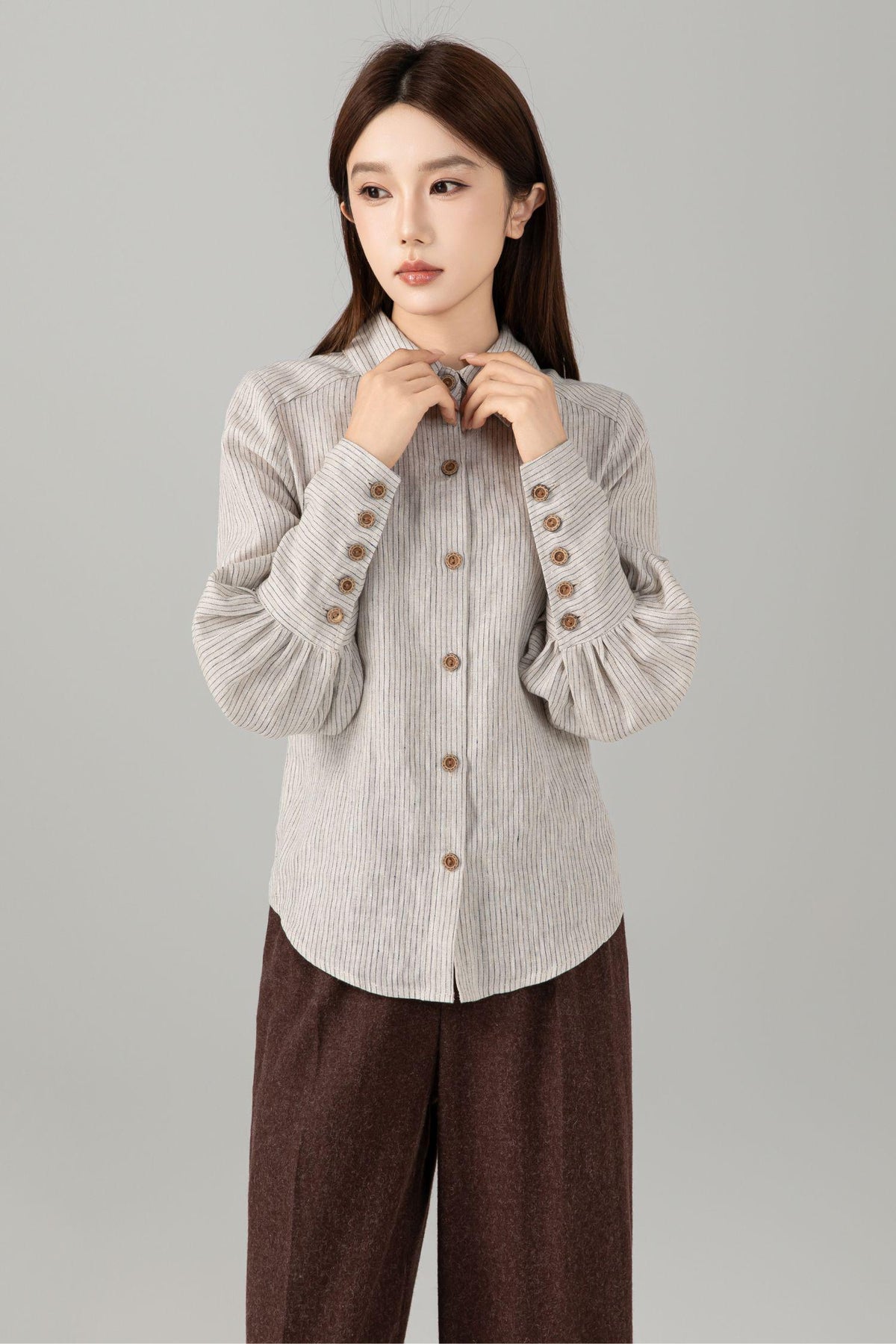 Bea Striped Linen Blouse — view 4
