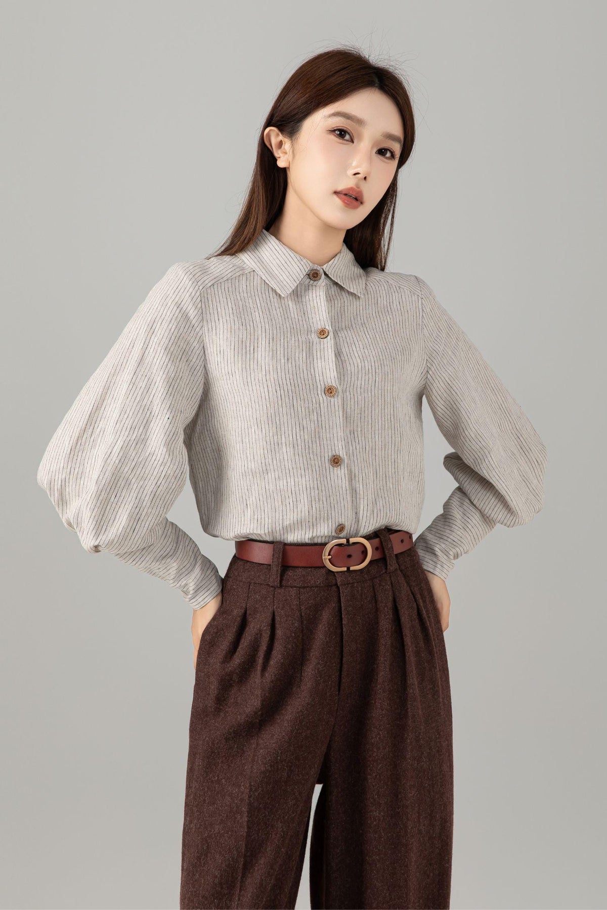 Bea Striped Linen Blouse — The Clothing Closet