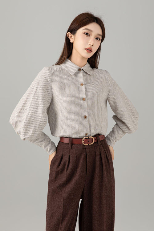 Bea Striped Linen Blouse — The Clothing Closet