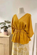 Piper Mustard Linen Blouse — The Clothing Closet