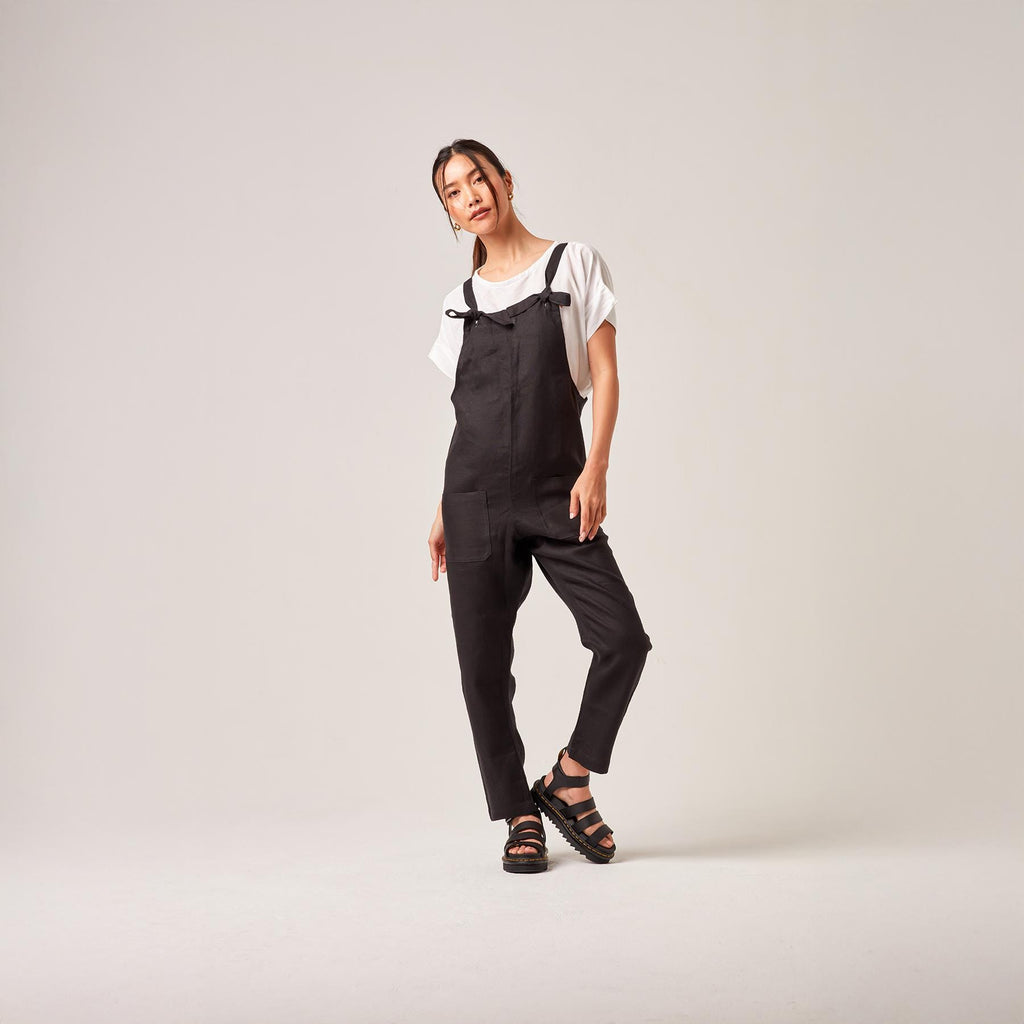 Ottilie Black Linen Jumpsuit — view 2