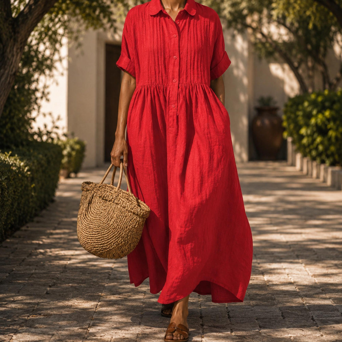 Noor Pink Cotton Maxi Dress — view 2