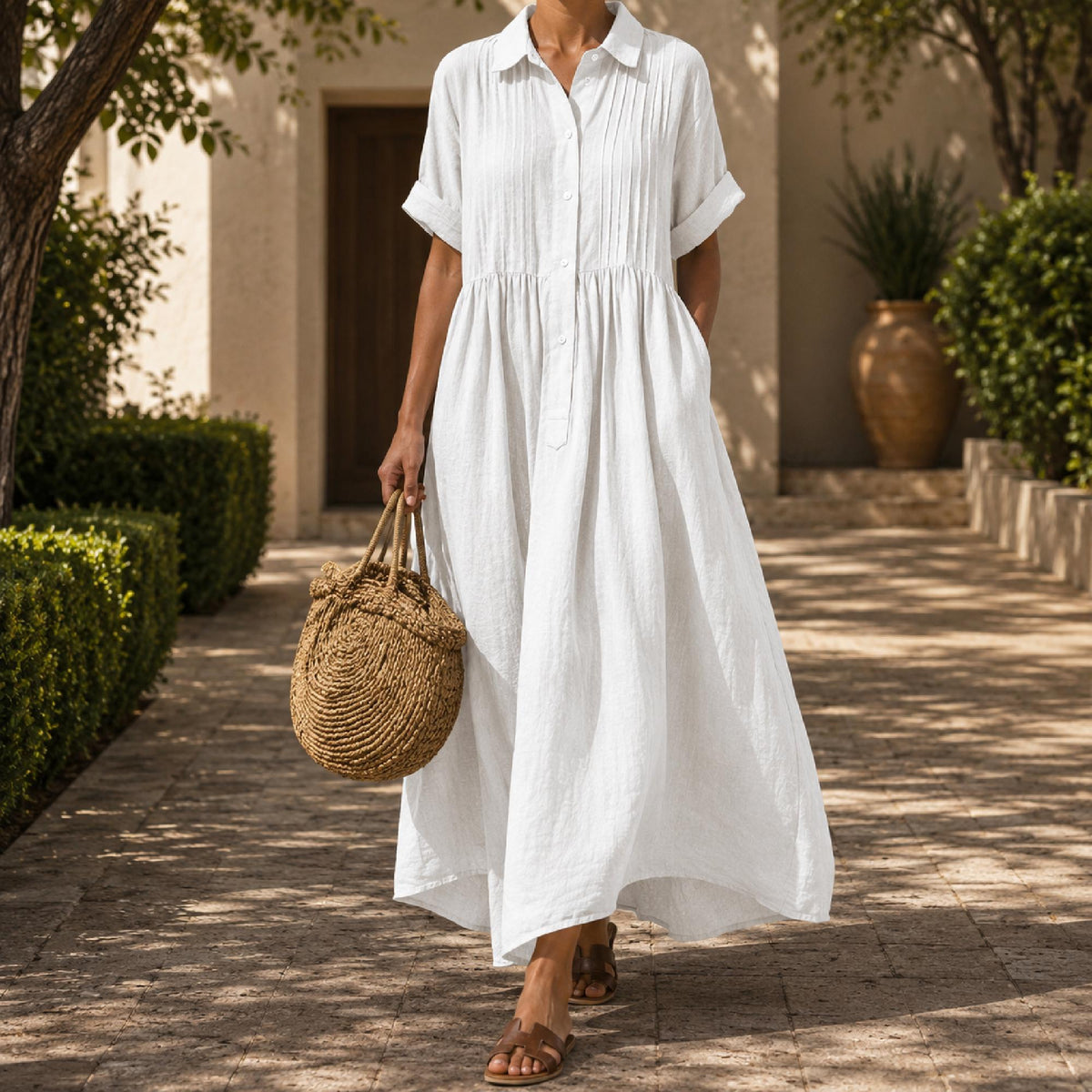 Noor Pink Cotton Maxi Dress — view 4