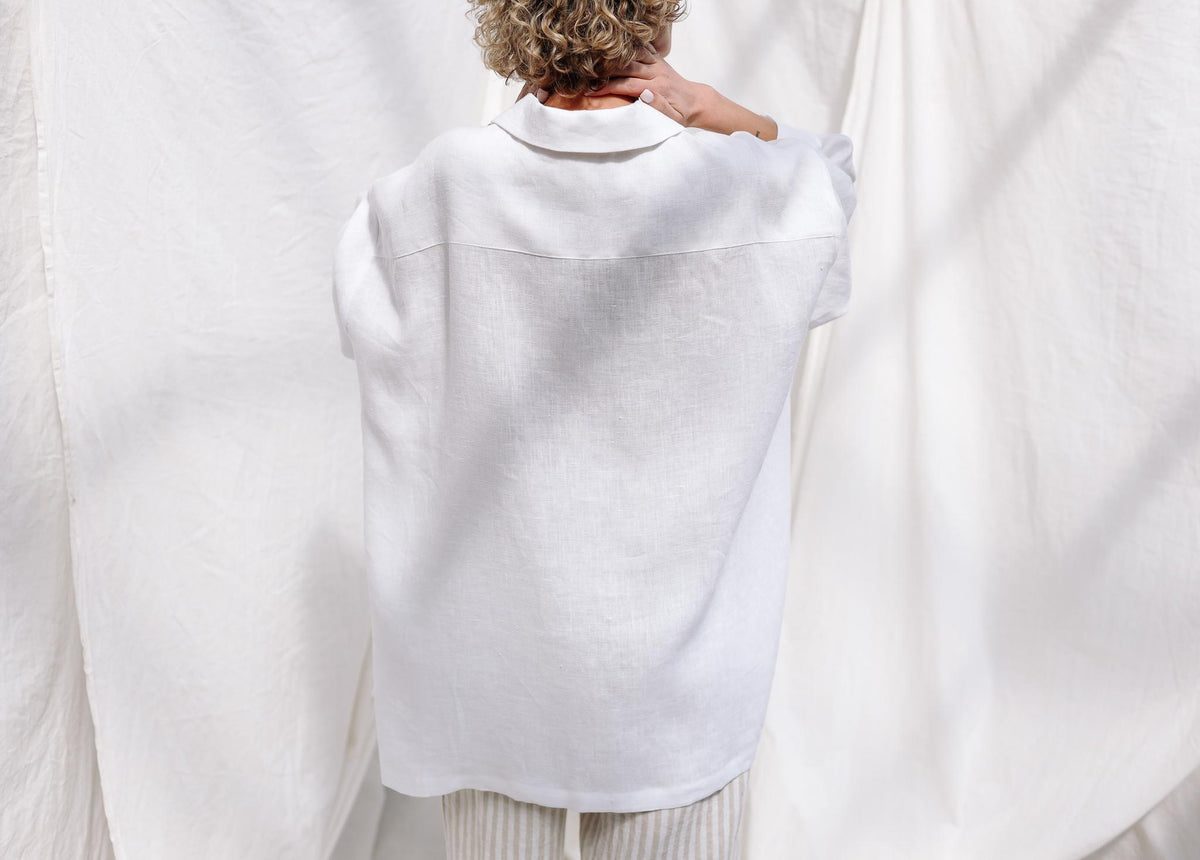 Rosa White Linen Shirt — view 5