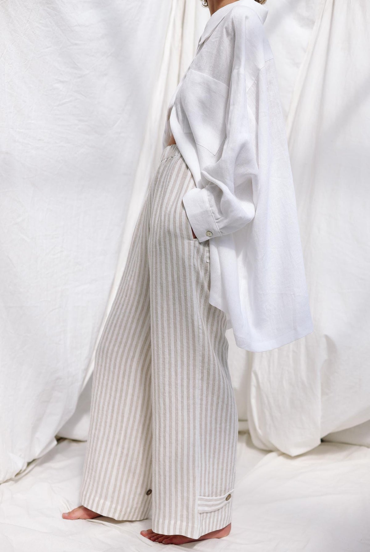 Rosa White Linen Shirt — view 3