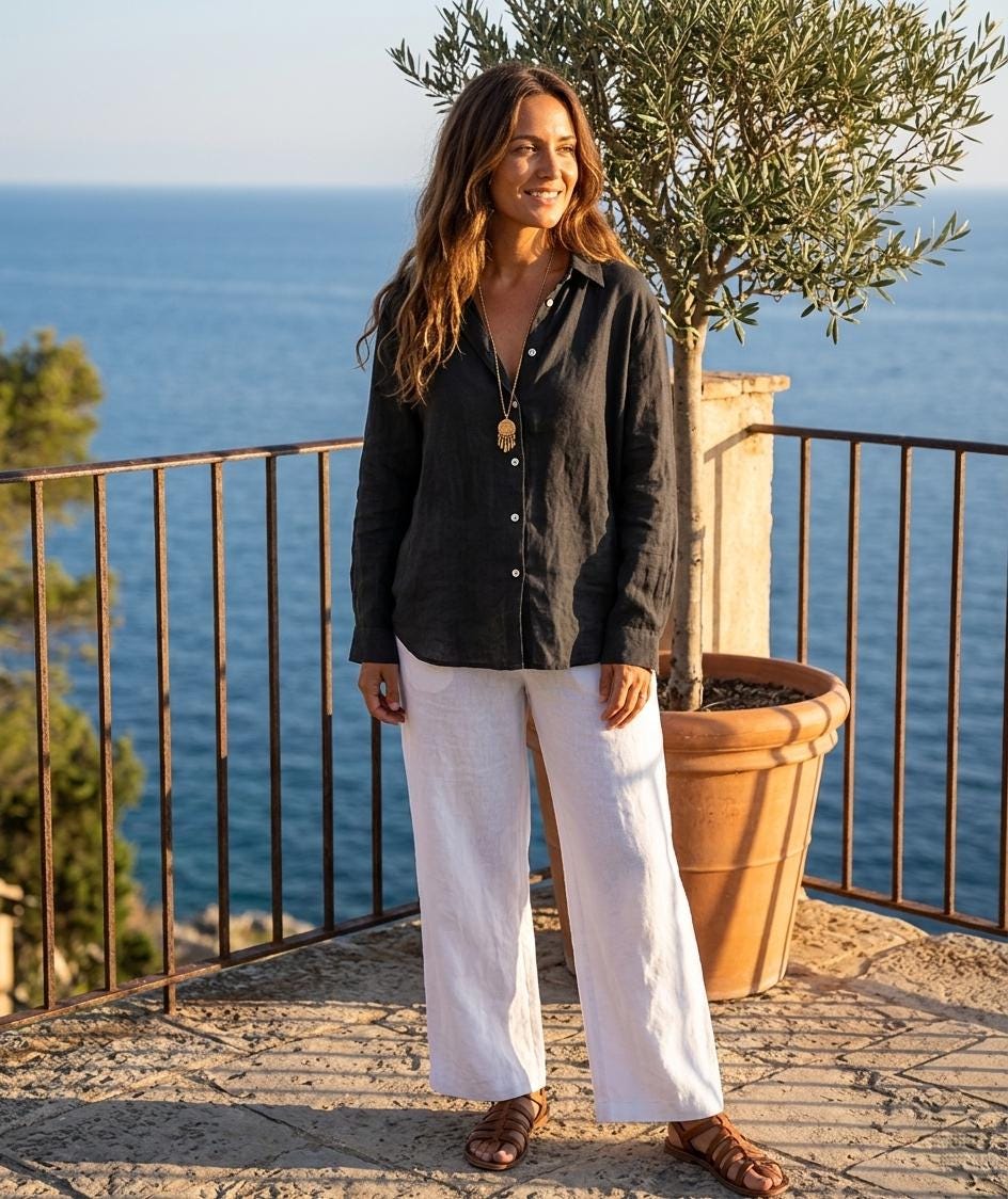 Romy Black Linen Blouse — The Clothing Closet