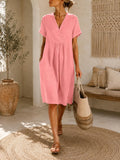 Xena Pink Linen Midi Dress — The Clothing Closet