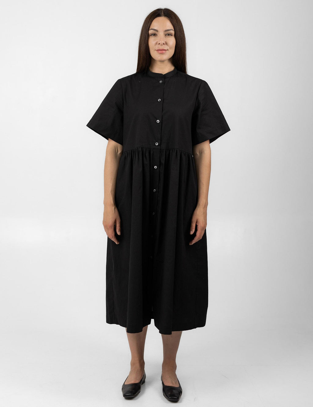 Sunny Black Cotton Midi Dress — view 4