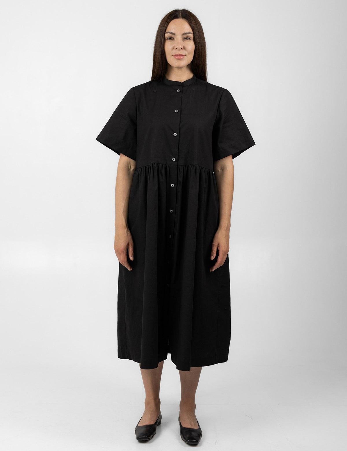 Sunny Black Cotton Midi Dress — view 4