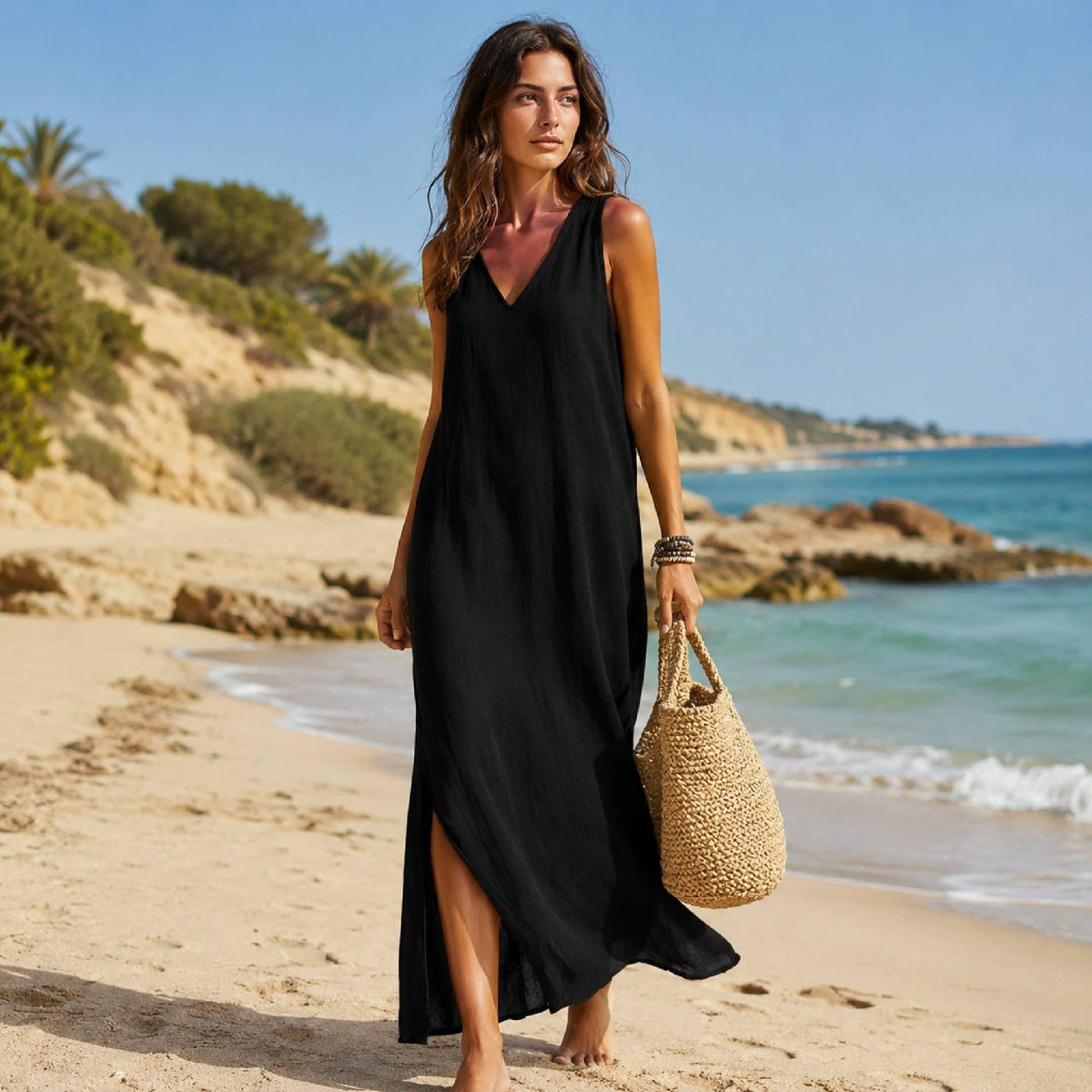 Opal White Cotton Maxi Dress — view 5