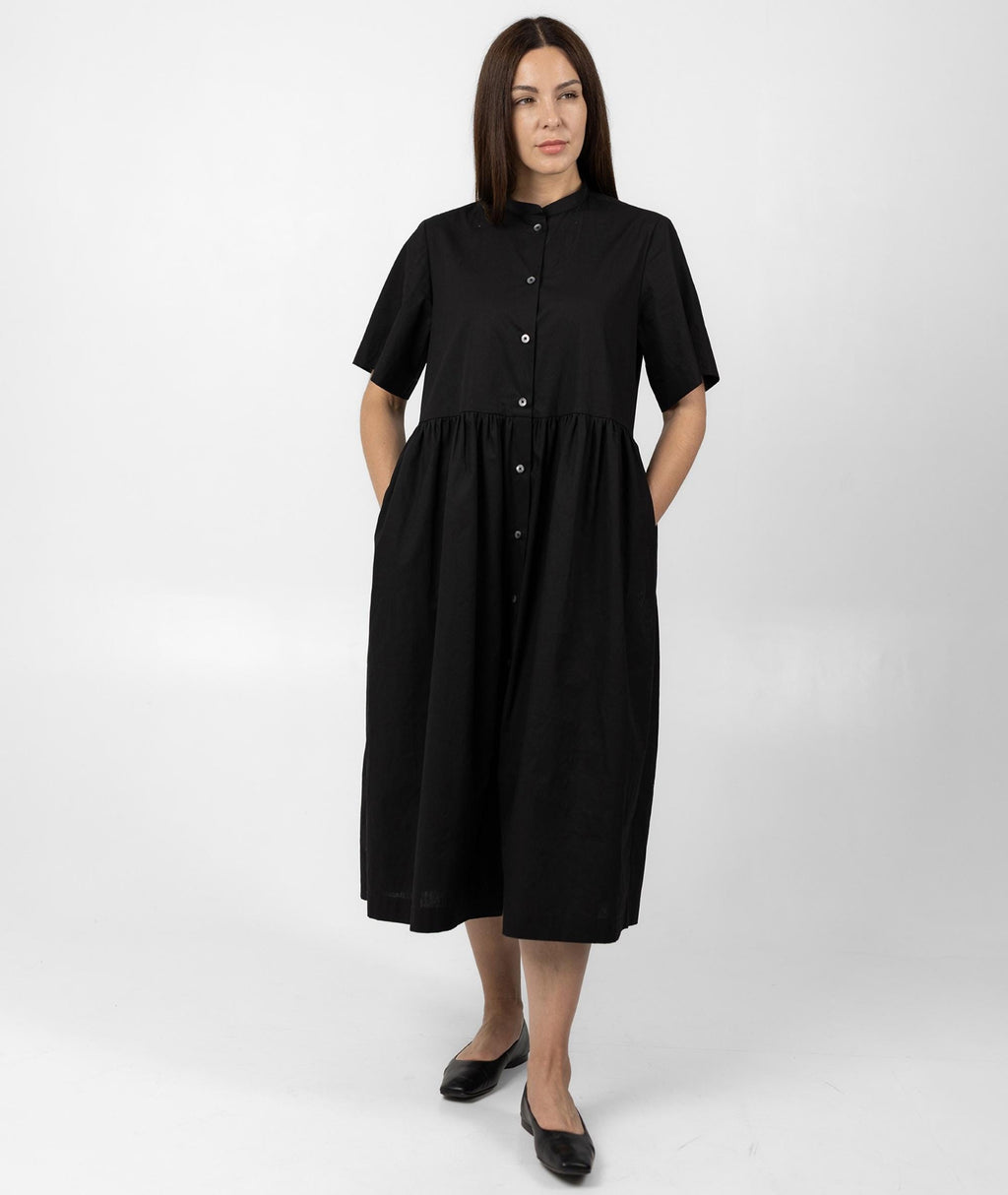 Sunny Black Cotton Midi Dress — view 2