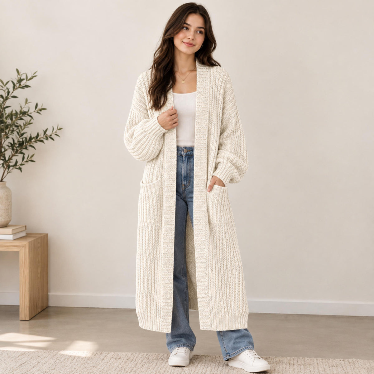 Nina Blue Knit Cardigan — view 3