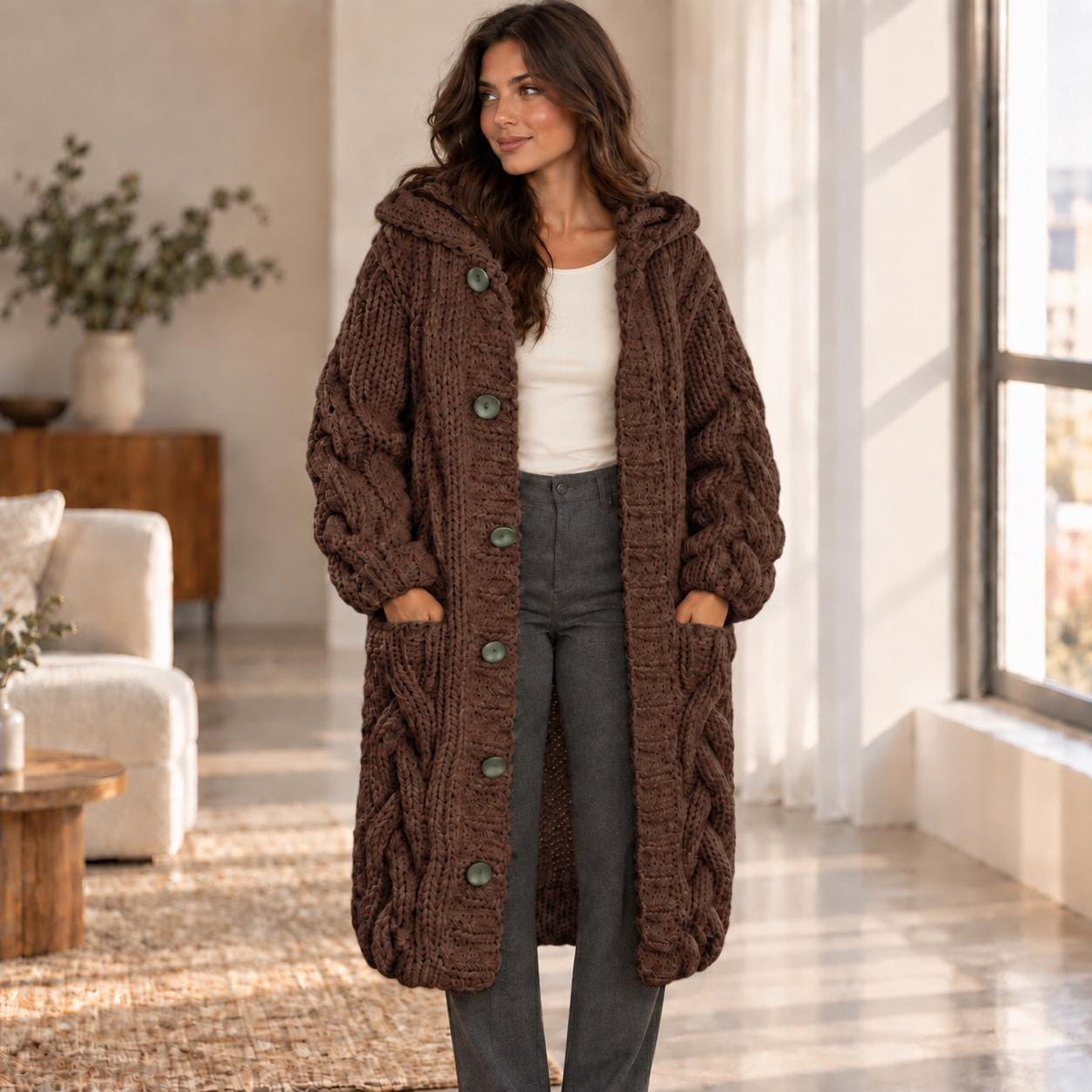 Alma Burgundy Knit Cardigan — view 2