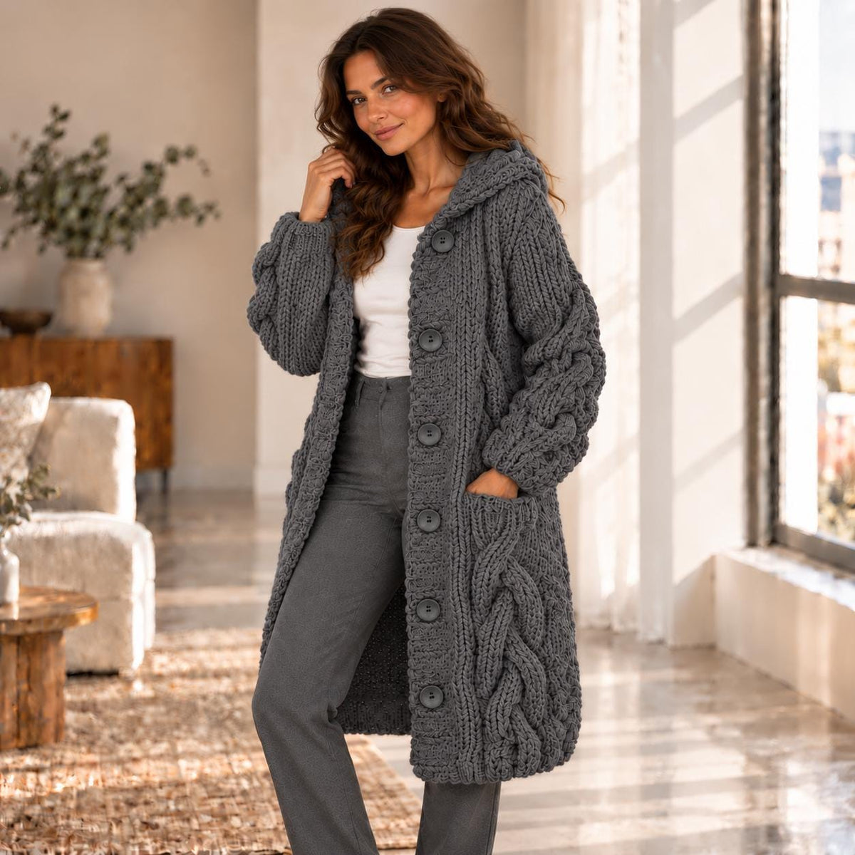 Alma Burgundy Knit Cardigan — view 5