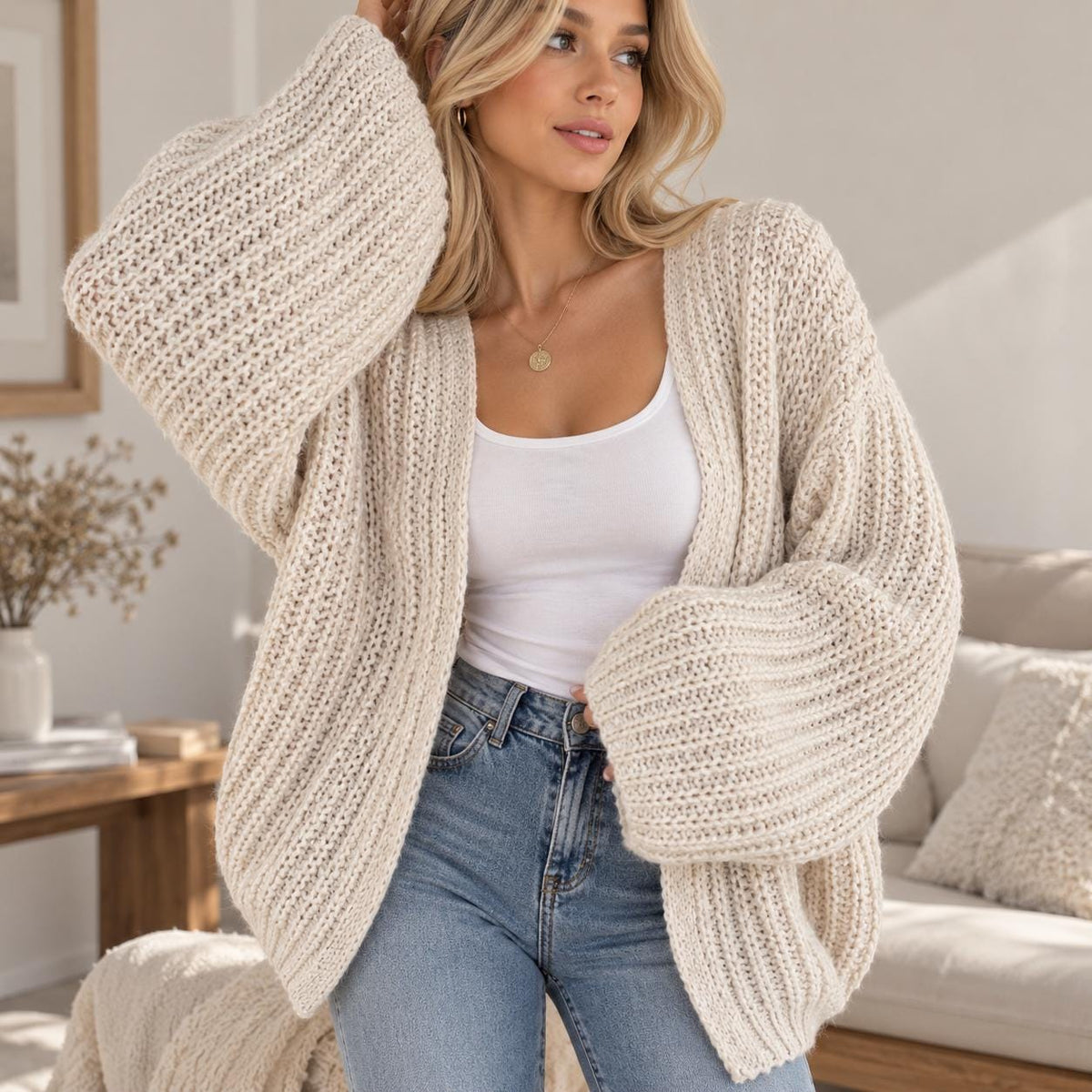 Quinn Brown Knit Cardigan — view 5