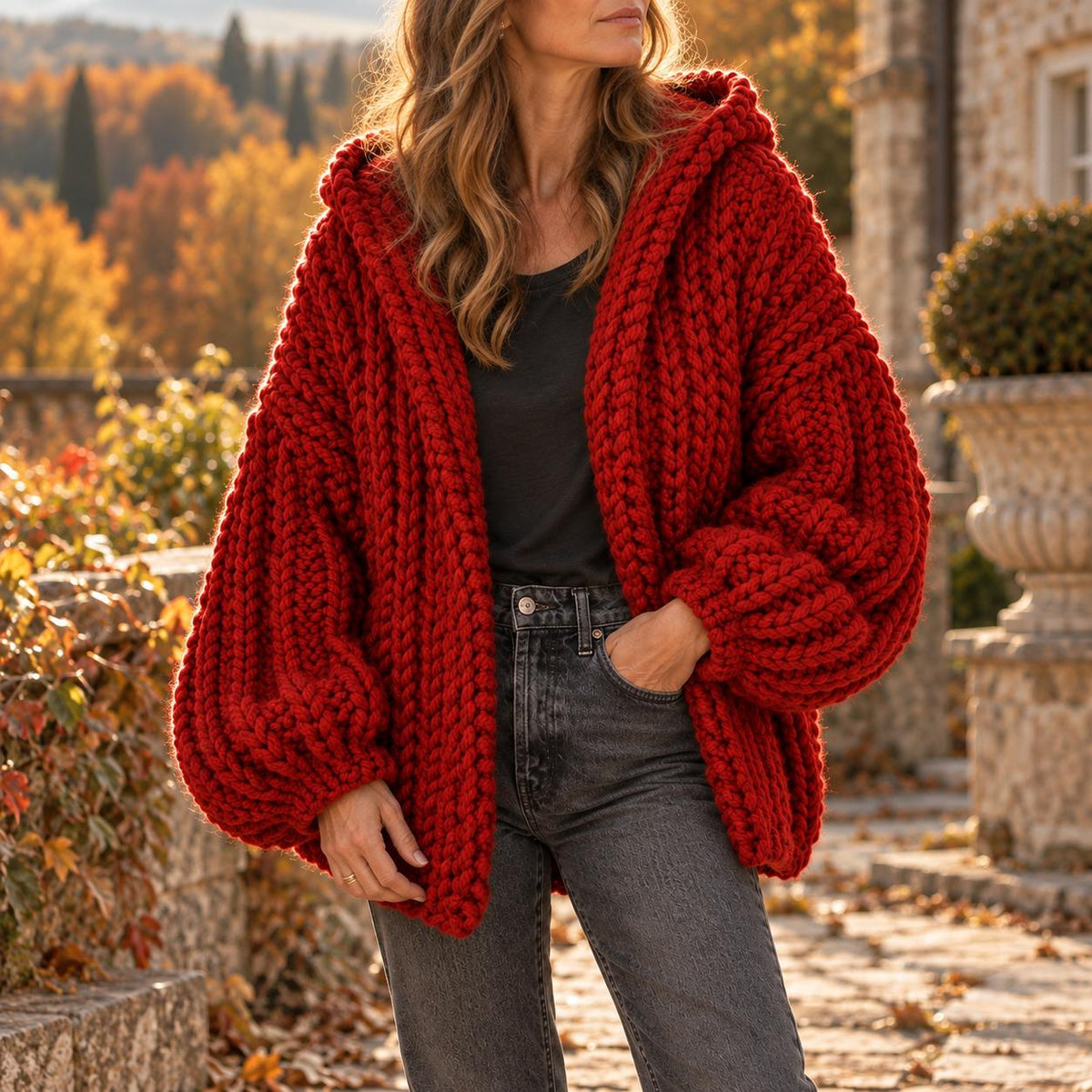Carmen Beige Knit Cardigan — view 3
