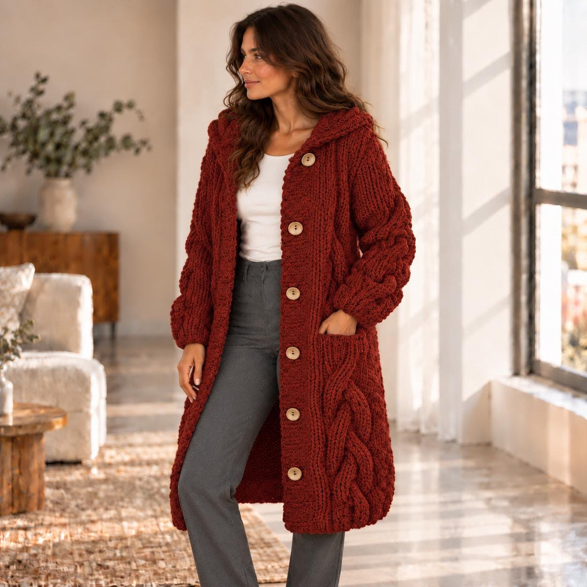 Alma Burgundy Knit Cardigan — The Clothing Closet