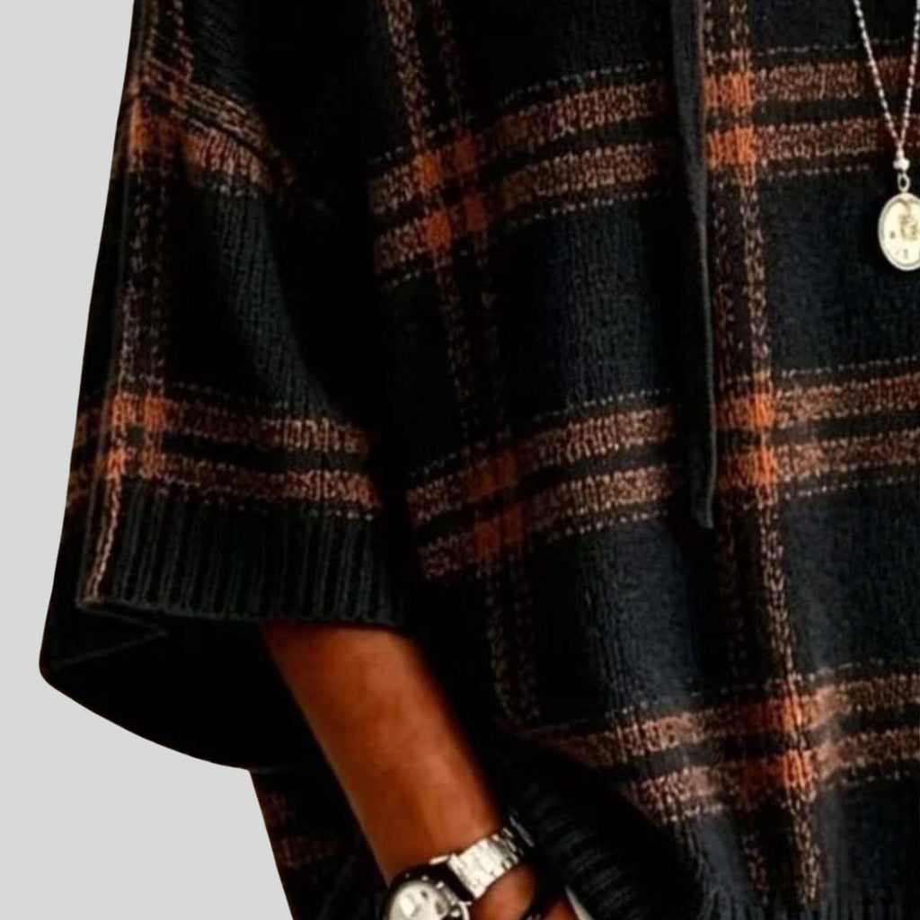 Rae Plaid Knit Poncho — view 5