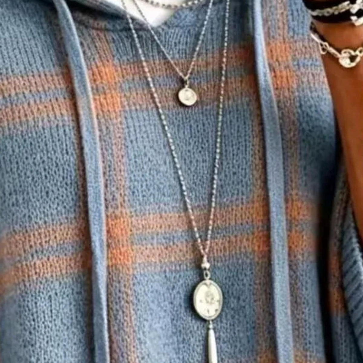 Rae Plaid Knit Poncho — view 3