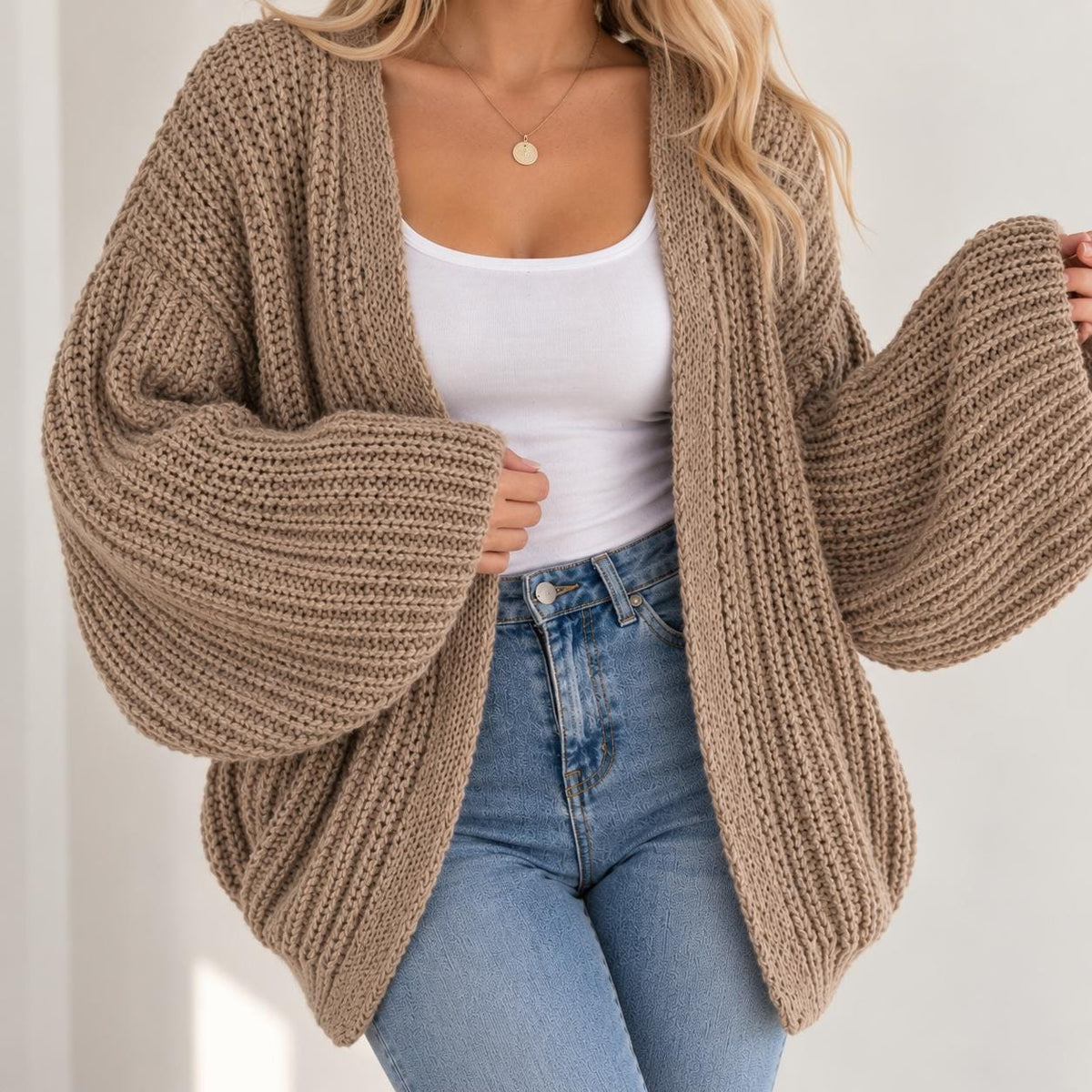 Quinn Brown Knit Cardigan — The Clothing Closet
