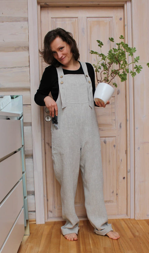 Eden Beige Linen Overalls — The Clothing Closet