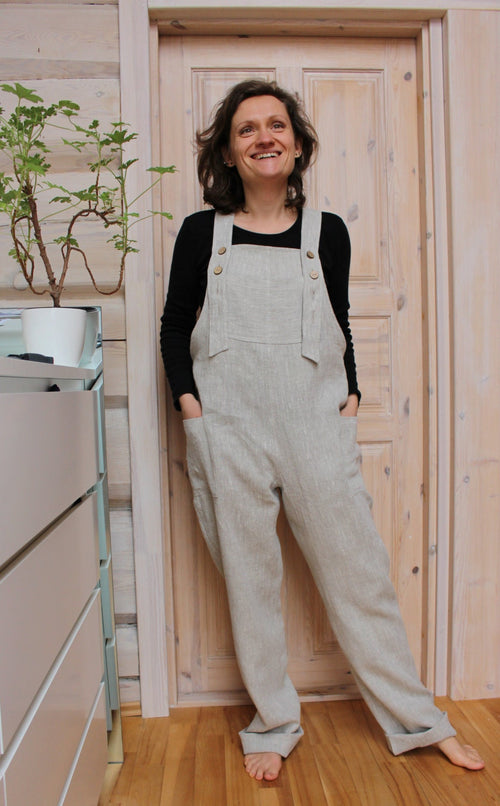 Eden Beige Linen Overalls — The Clothing Closet